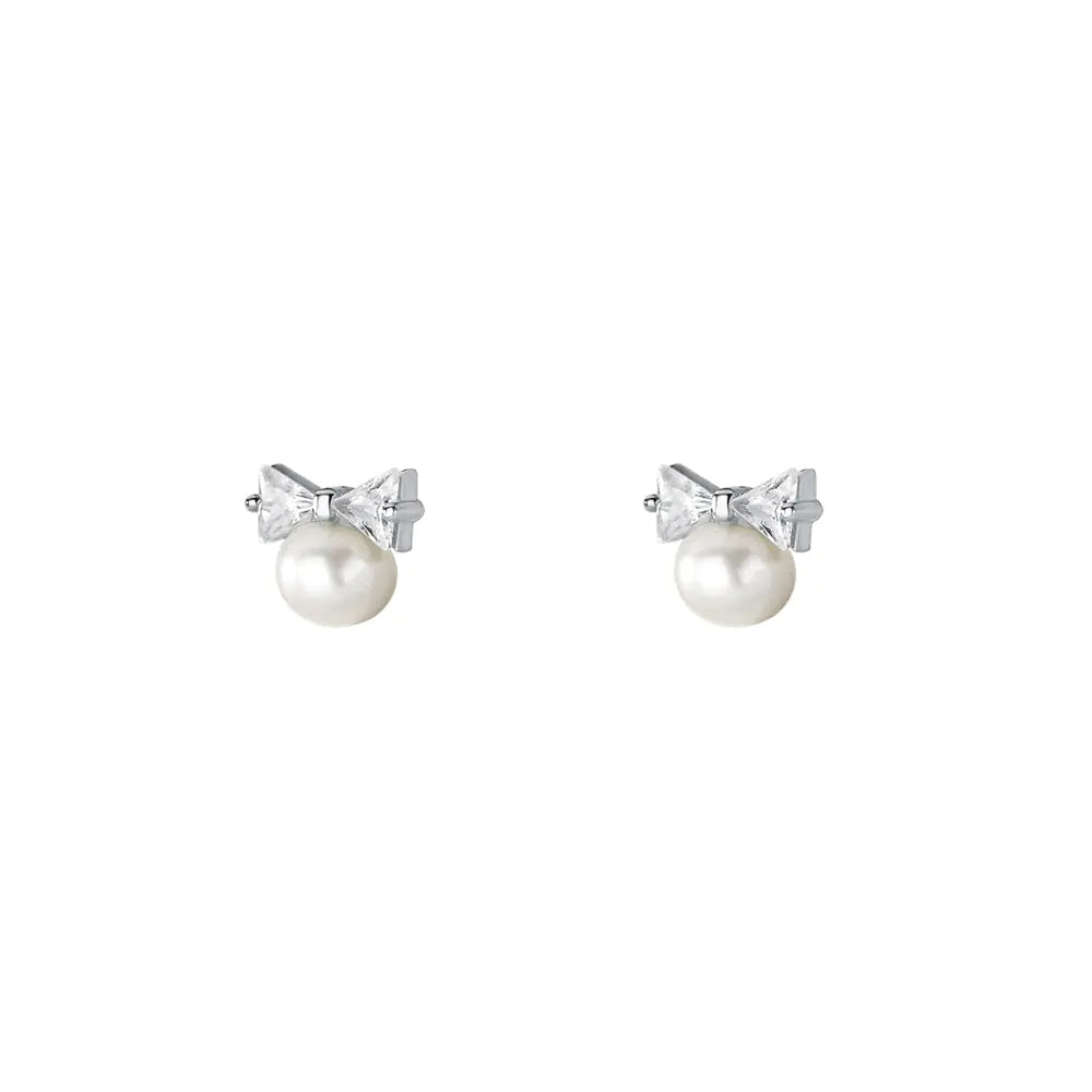 Pearl Bow Sweet Stud Earrings