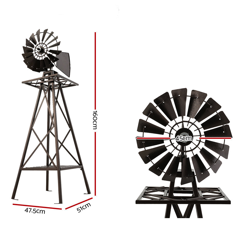 Garden Windmill 160cm Metal Ornaments Outdoor Decor Ornamental Wind Mill-1