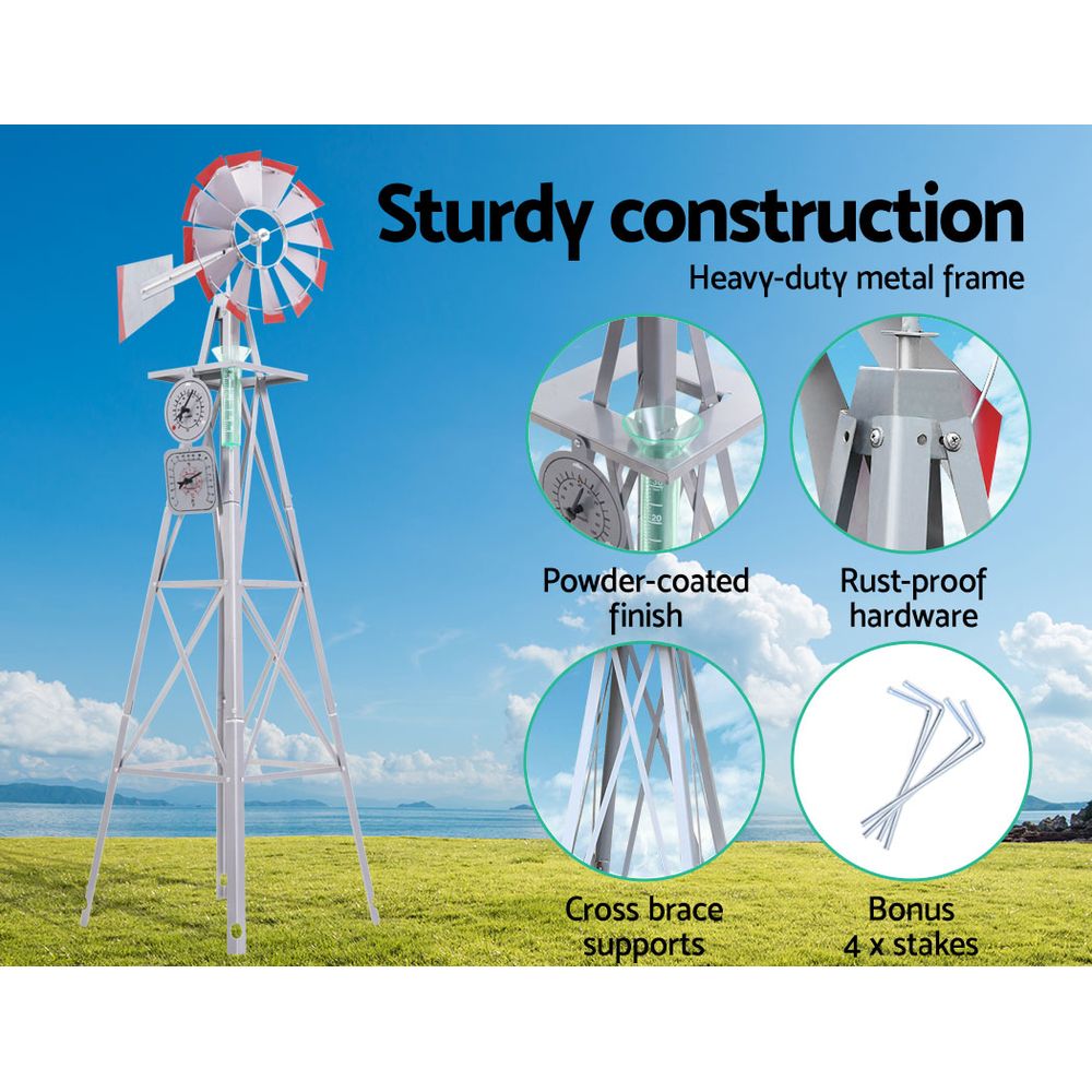 Garden Windmill 4FT 146cm Metal Ornaments Outdoor Decor Ornamental Wind Will-5