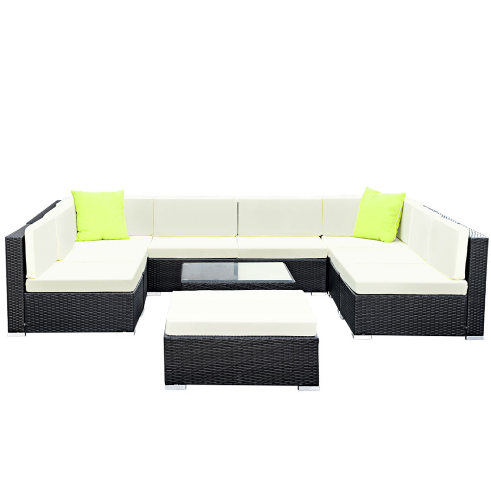 Gardeon 10PC Outdoor Furniture Sofa Set Wicker Garden Patio Lounge-2