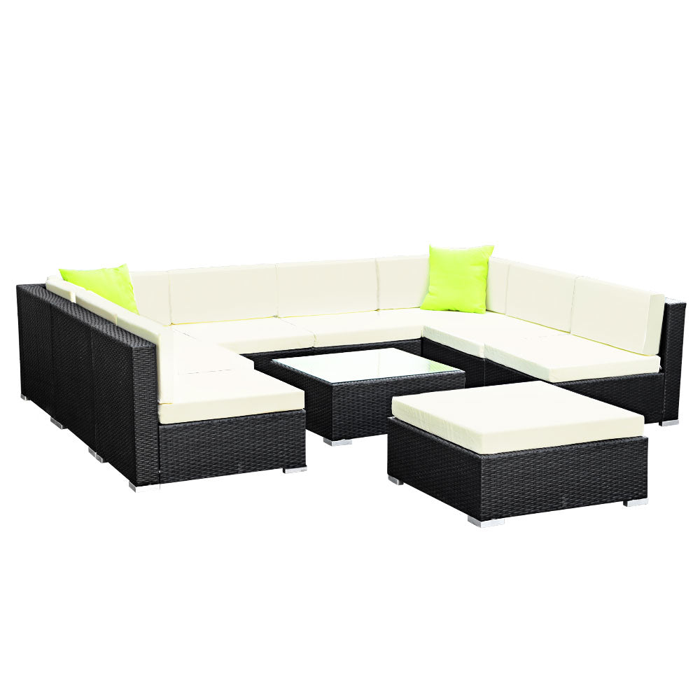 Gardeon 10PC Outdoor Furniture Sofa Set Wicker Garden Patio Lounge-3