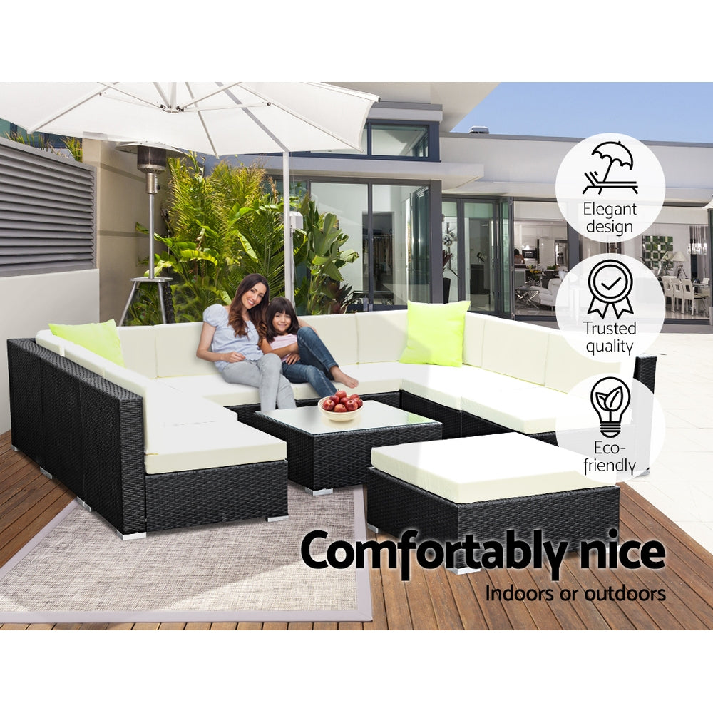 Gardeon 10PC Outdoor Furniture Sofa Set Wicker Garden Patio Lounge-5