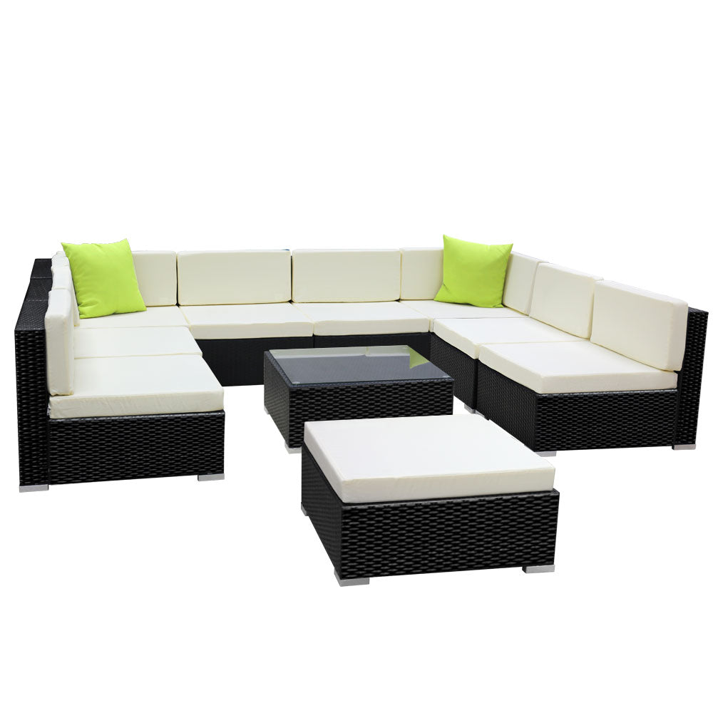 Gardeon 10PC Outdoor Furniture Sofa Set Wicker Garden Patio Lounge-0