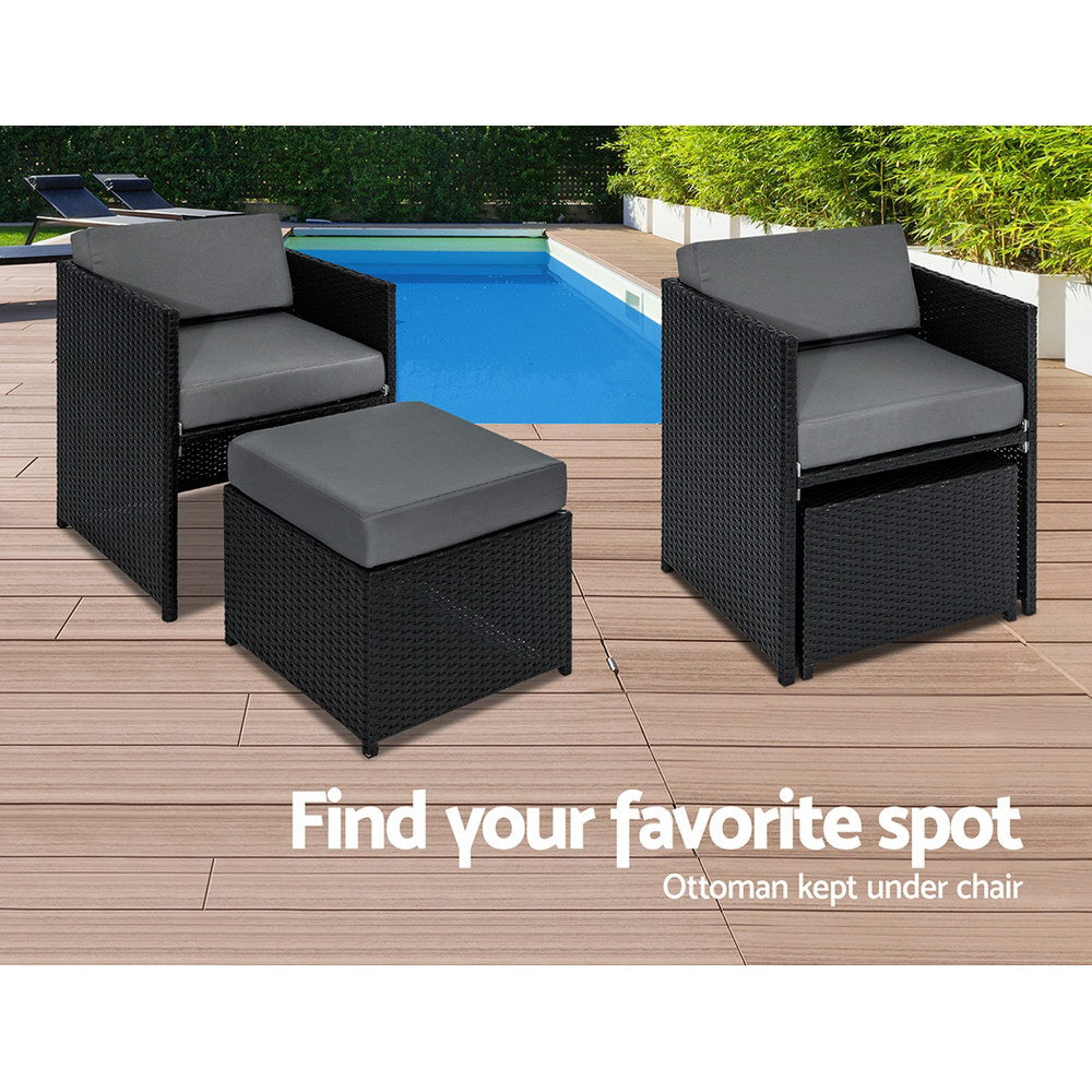 Gardeon 13 Piece Wicker Outdoor Dining Table Set-5