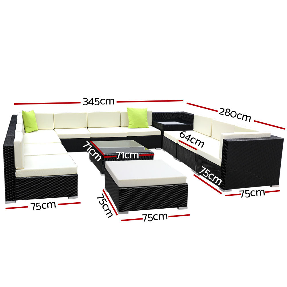 Gardeon 13PC Outdoor Furniture Sofa Set Wicker Garden Patio Lounge-1