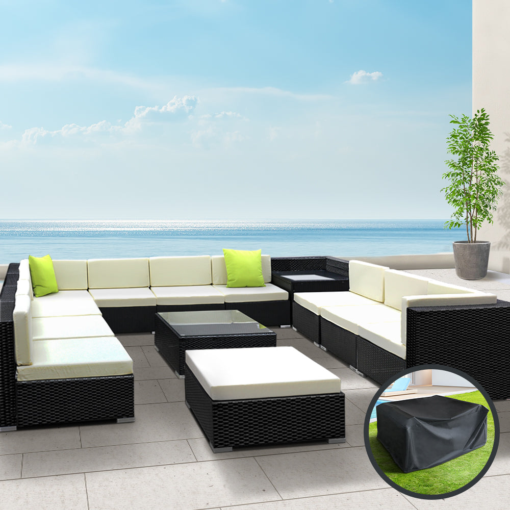 Gardeon 13PC Sofa Set with Storage Cover Outdoor Furniture Wicker-7