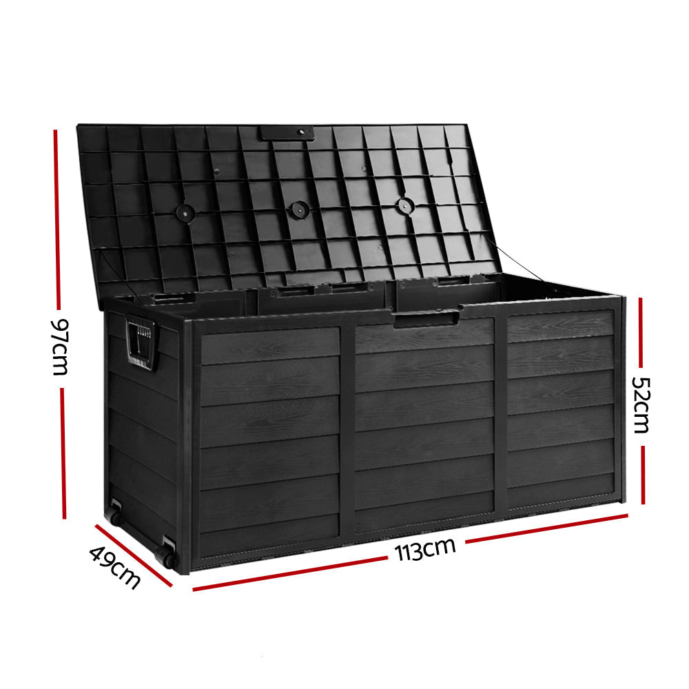 Gardeon 290L Outdoor Storage Box - All Black-1