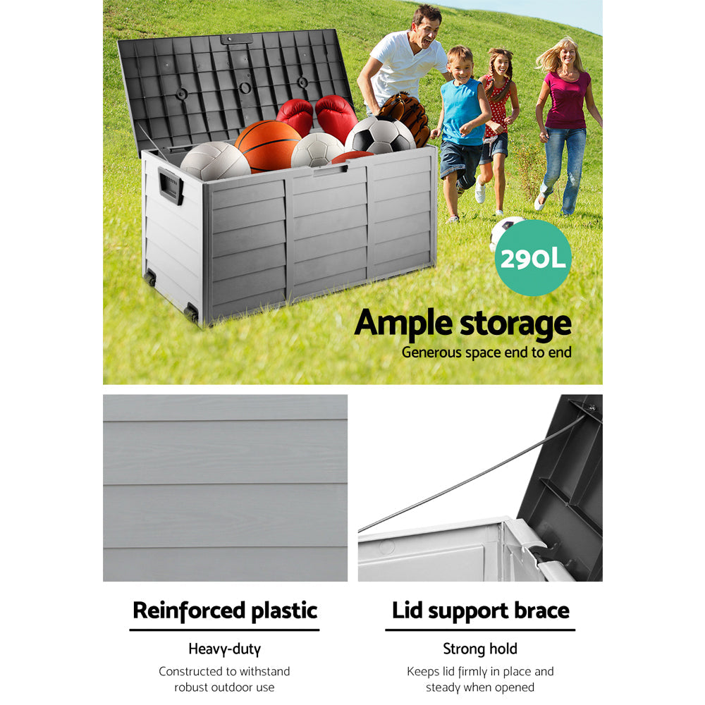 Gardeon 290L Outdoor Storage Box - Black-4