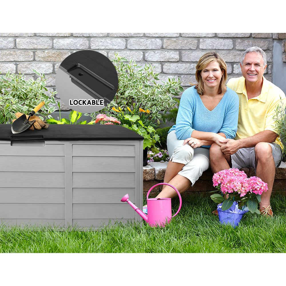 Gardeon 290L Outdoor Storage Box - Black-5