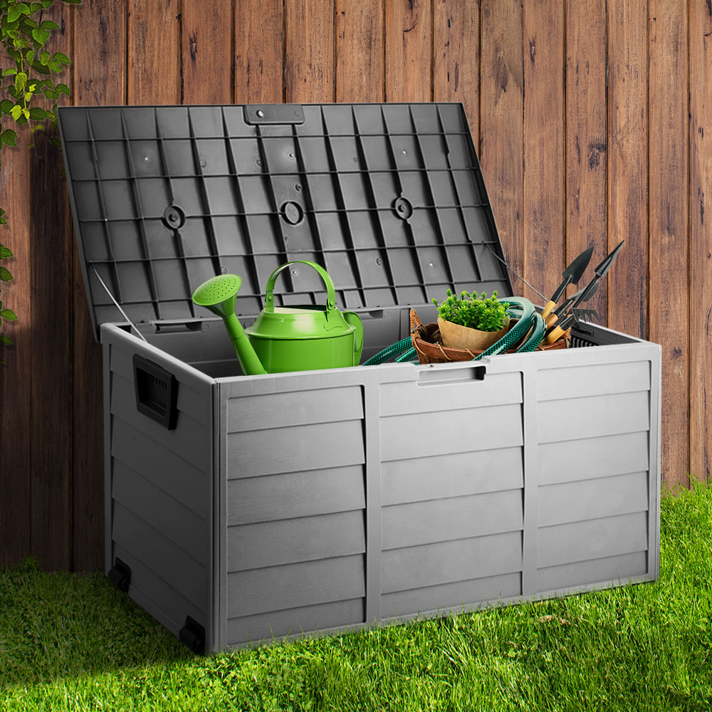 Gardeon 290L Outdoor Storage Box - Black-7