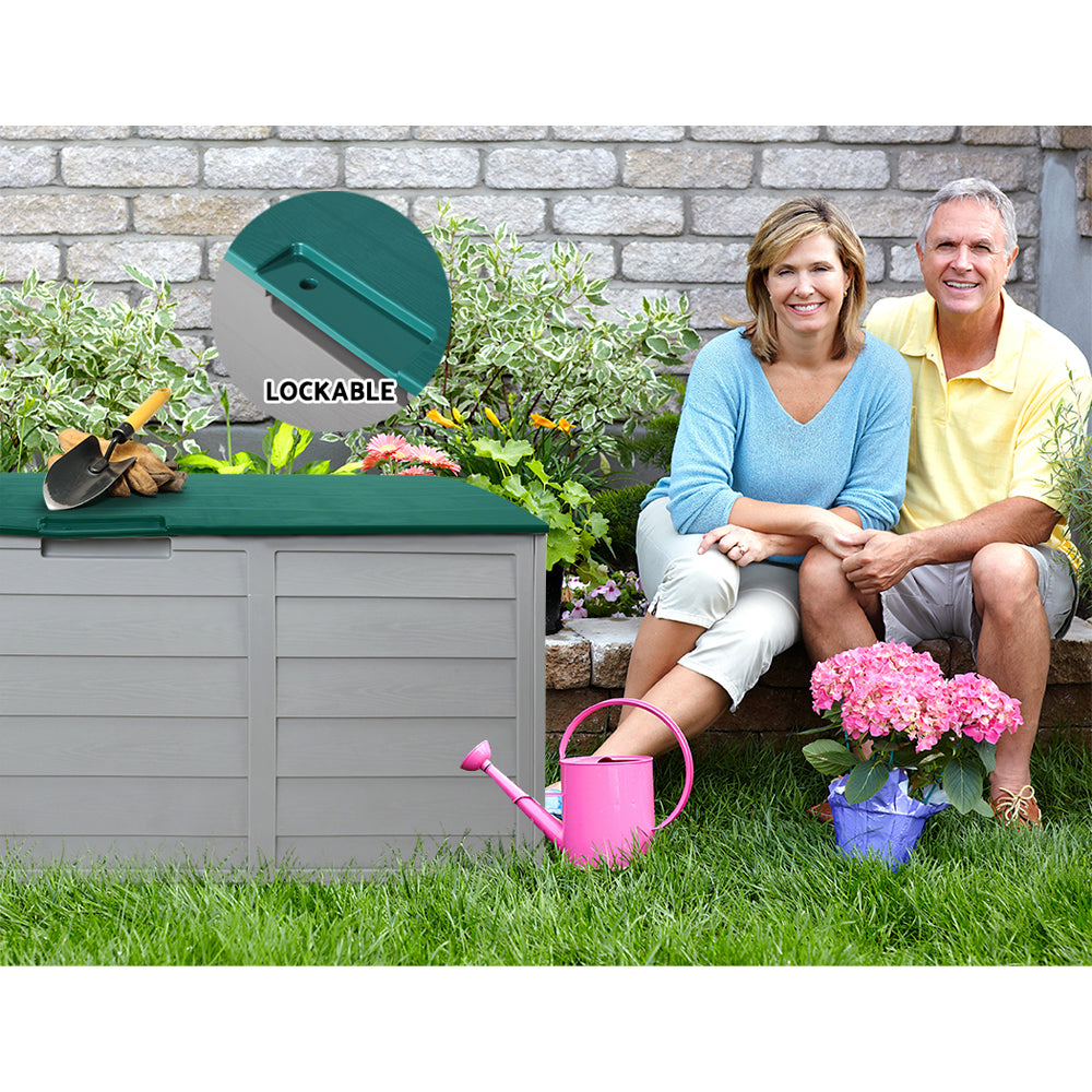 Gardeon 290L Outdoor Storage Box - Green-5