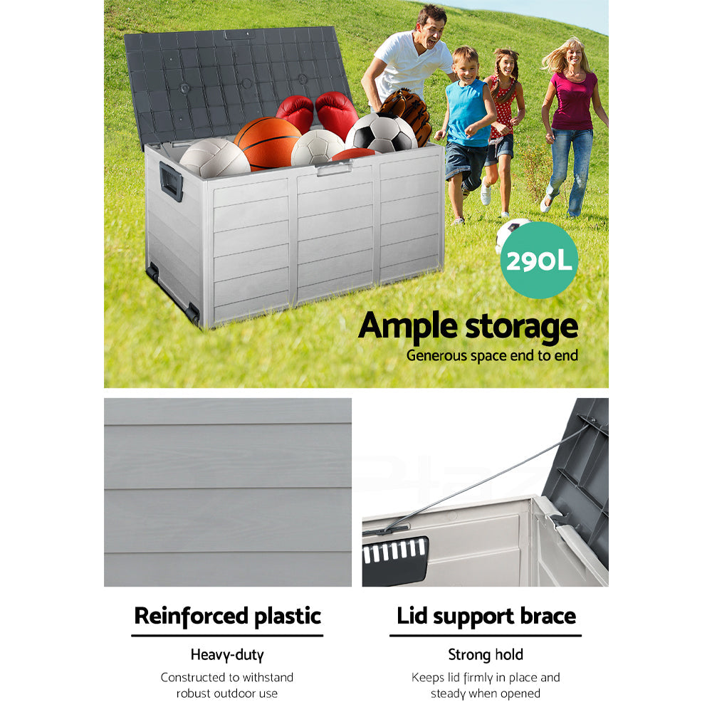 Gardeon 290L Outdoor Storage Box - Grey-4