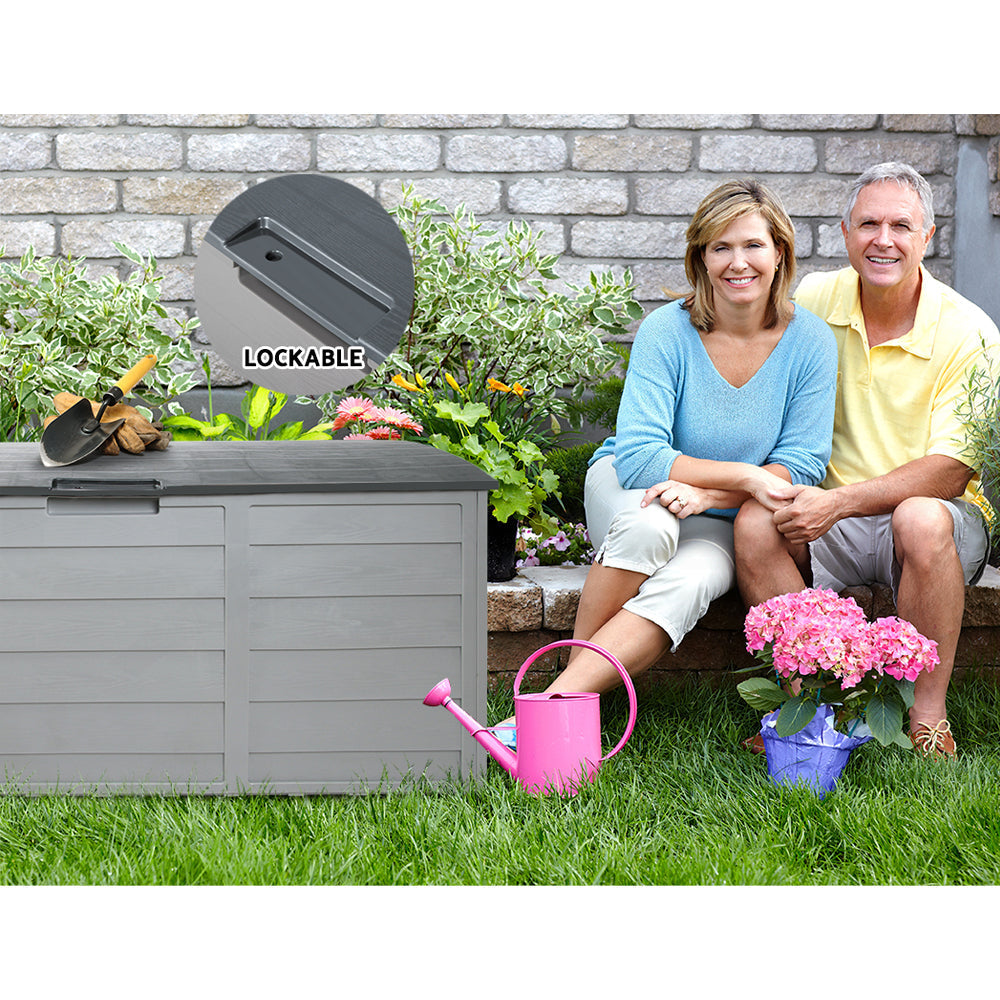 Gardeon 290L Outdoor Storage Box - Grey-5