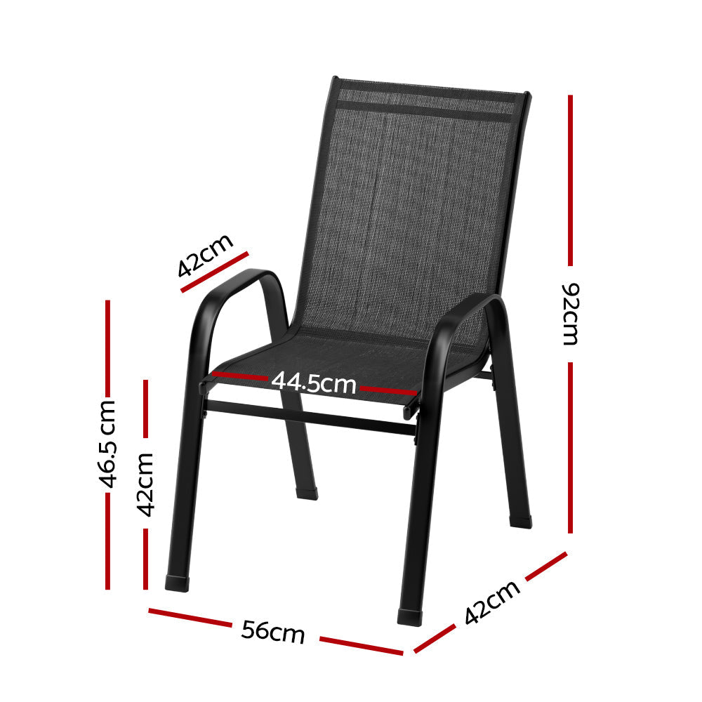 Gardeon 2X Outdoor Stackable Chairs Lounge Chair Bistro Set Patio Furniture-1