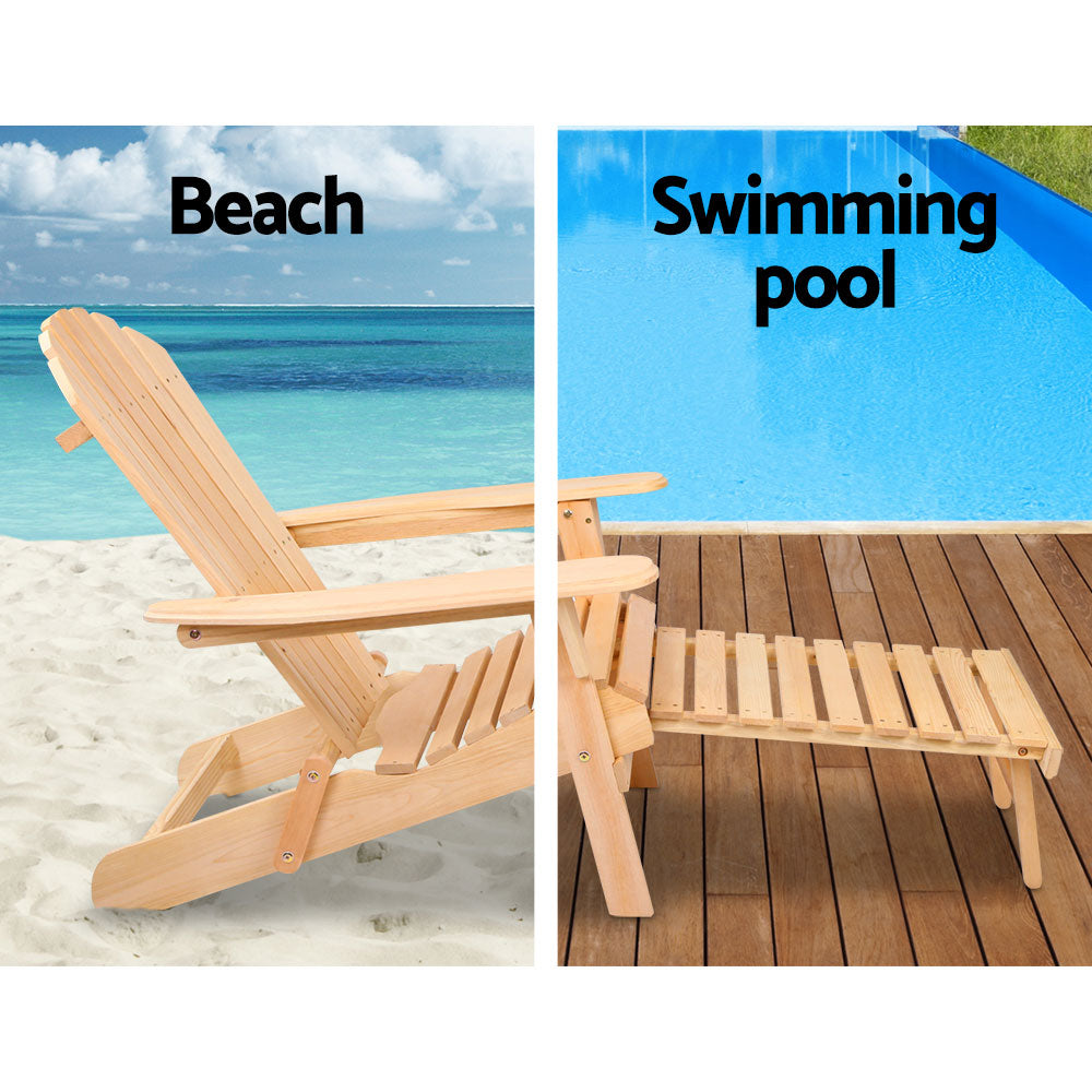 Gardeon 3 Piece Outdoor Beach Chair and Table Set-10