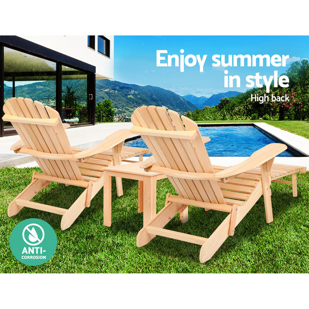 Gardeon 3 Piece Outdoor Beach Chair and Table Set-11