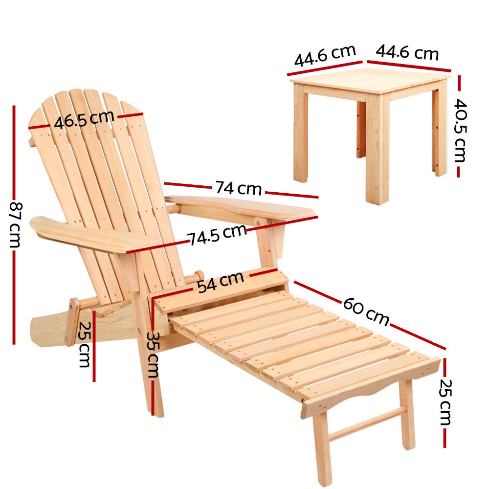 Gardeon 3 Piece Outdoor Beach Chair and Table Set-1