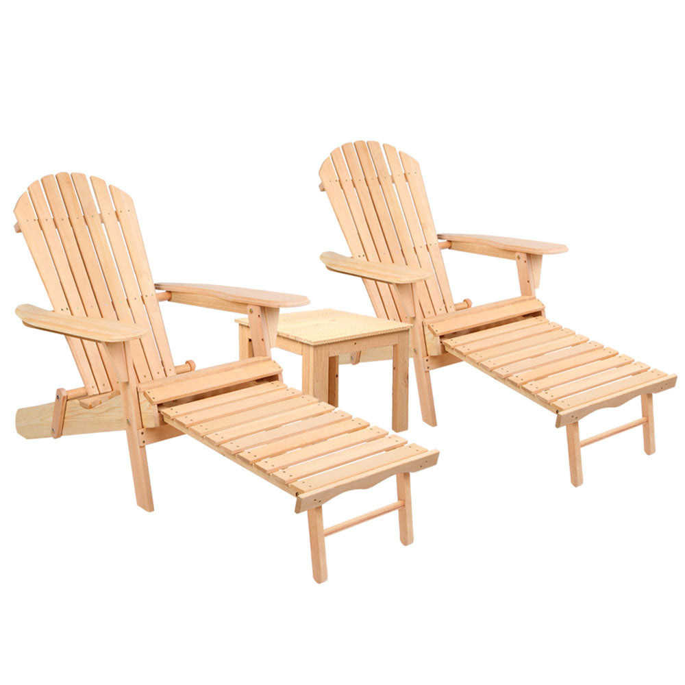 Gardeon 3 Piece Outdoor Beach Chair and Table Set-0