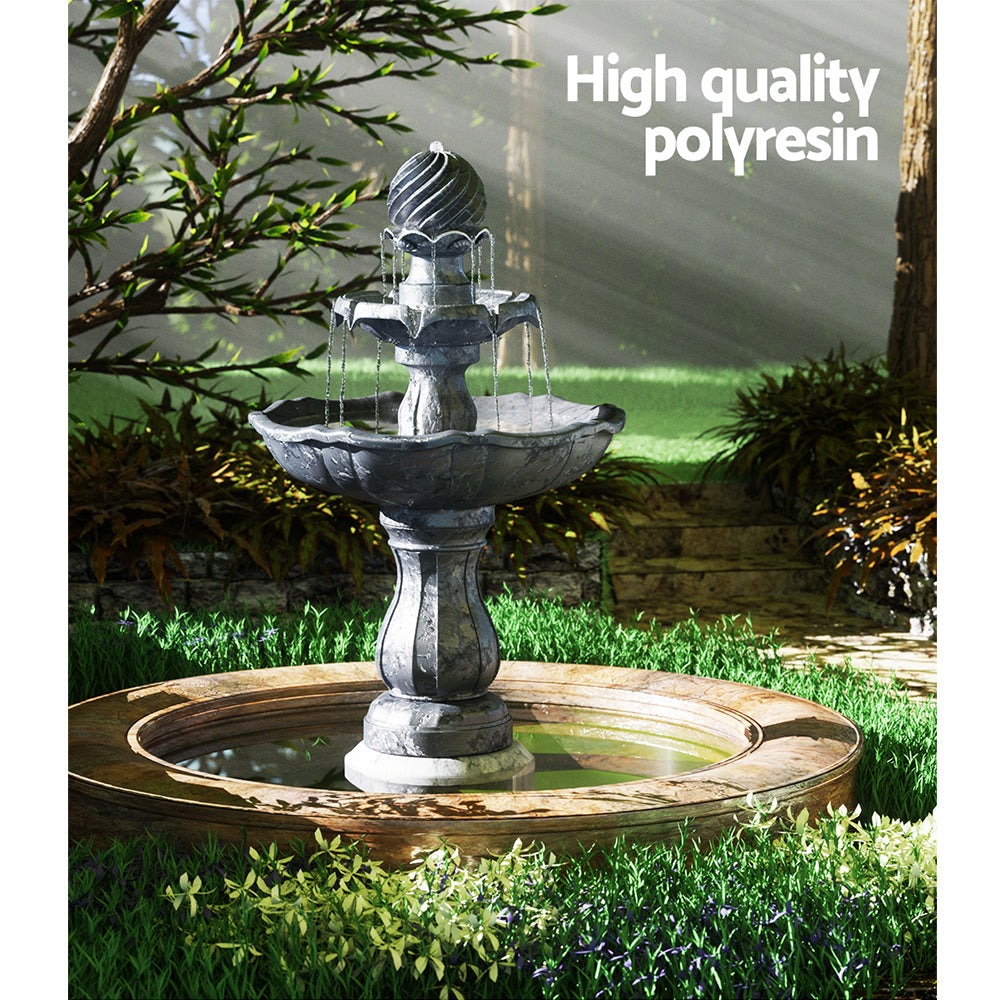 Gardeon 3 Tier Solar Powered Water Fountain - Black-2