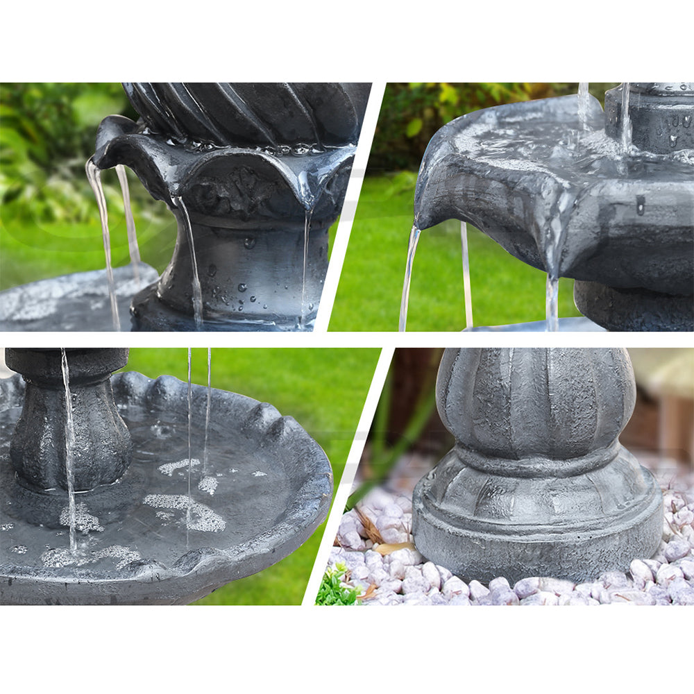 Gardeon 3 Tier Solar Powered Water Fountain - Black-3