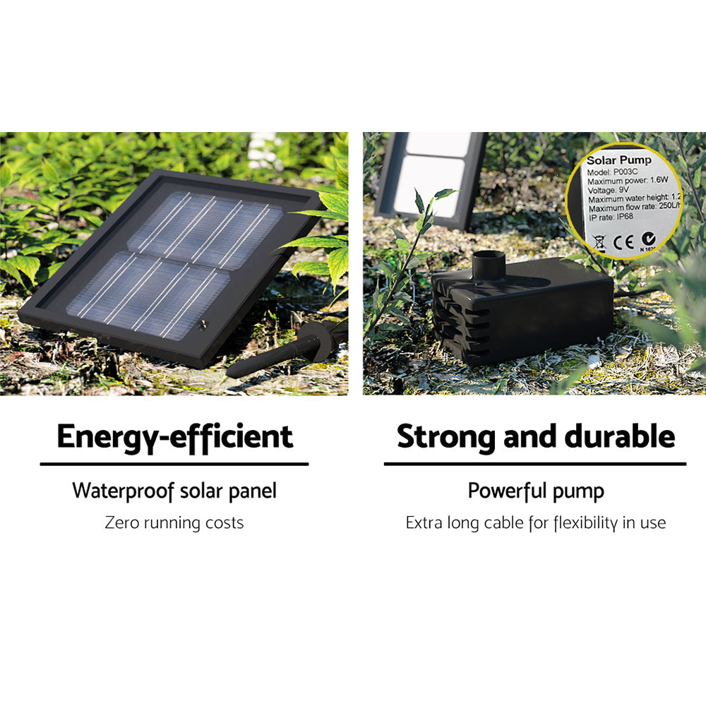 Gardeon 3 Tier Solar Powered Water Fountain - Black-4