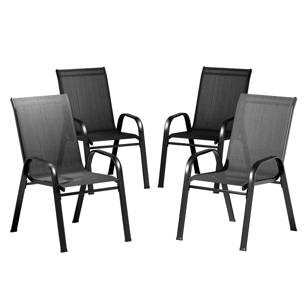 Gardeon 4X Outdoor Stackable Chairs Lounge Chair Bistro Set Patio Furniture-0