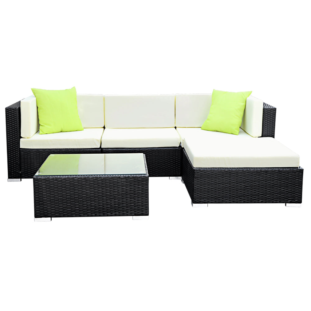 Gardeon 5PC Outdoor Furniture Sofa Set Wicker Garden Patio Pool Lounge-2