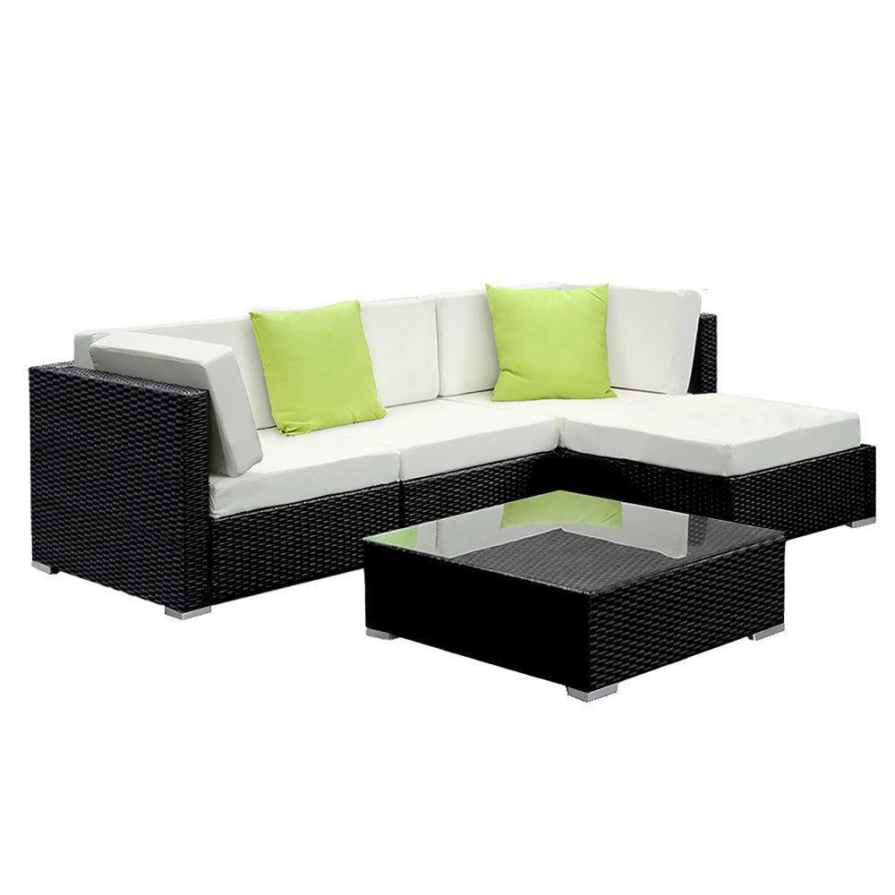 Gardeon 5PC Outdoor Furniture Sofa Set Wicker Garden Patio Pool Lounge-0