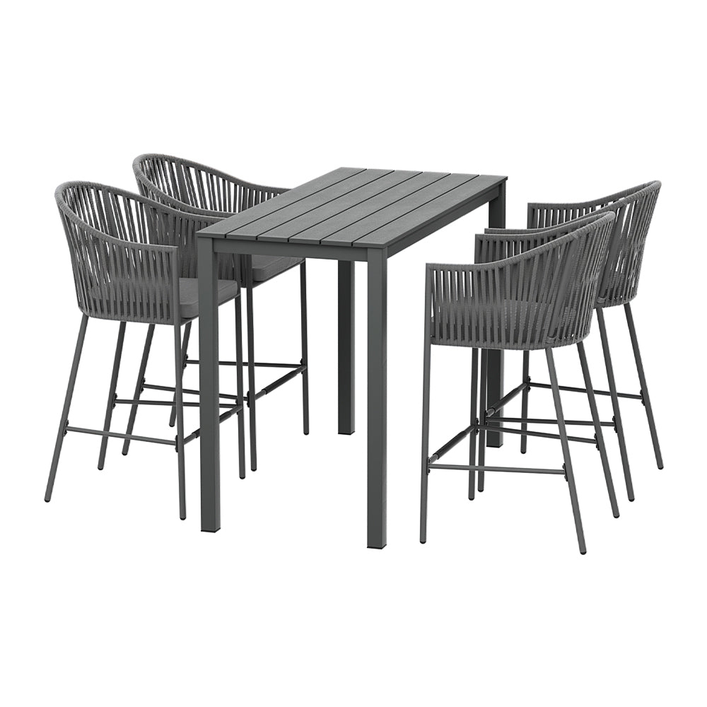 Gardeon 5pcs Outdoor Bar Table Furniture Set Chairs Table Patio Bistro 4 Seater-0