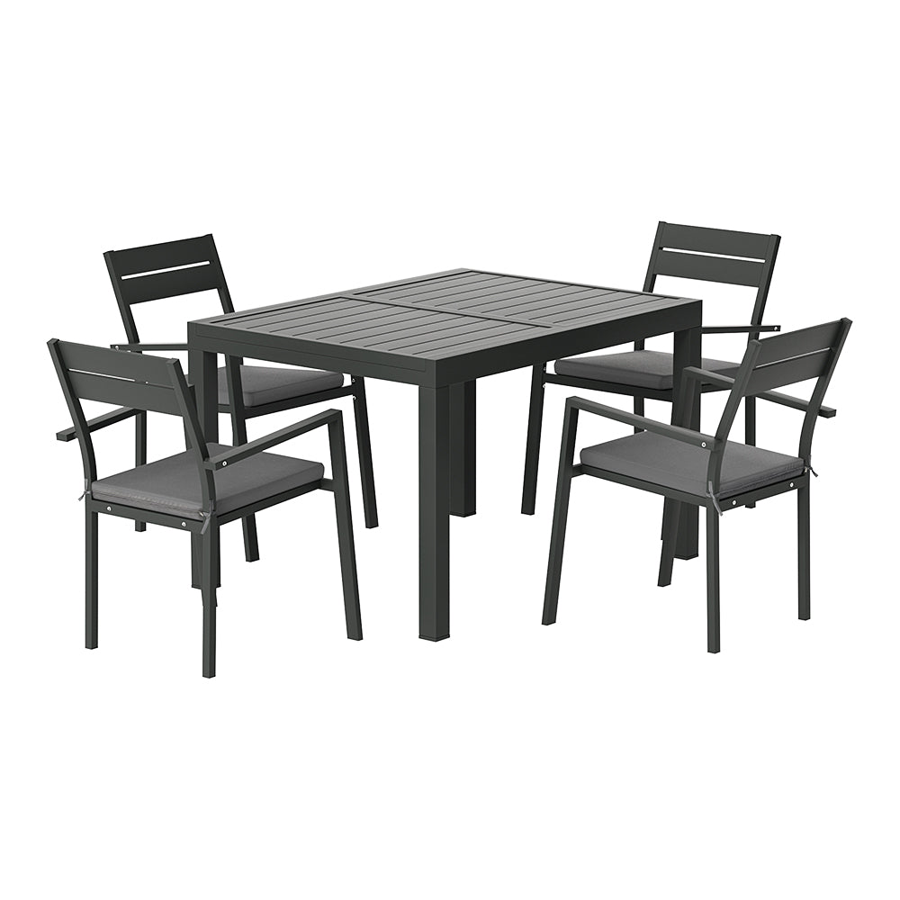 Gardeon 5pcs Outdoor Dining Set 4-Seater Aluminum Extension Table Chairs Lounge-0