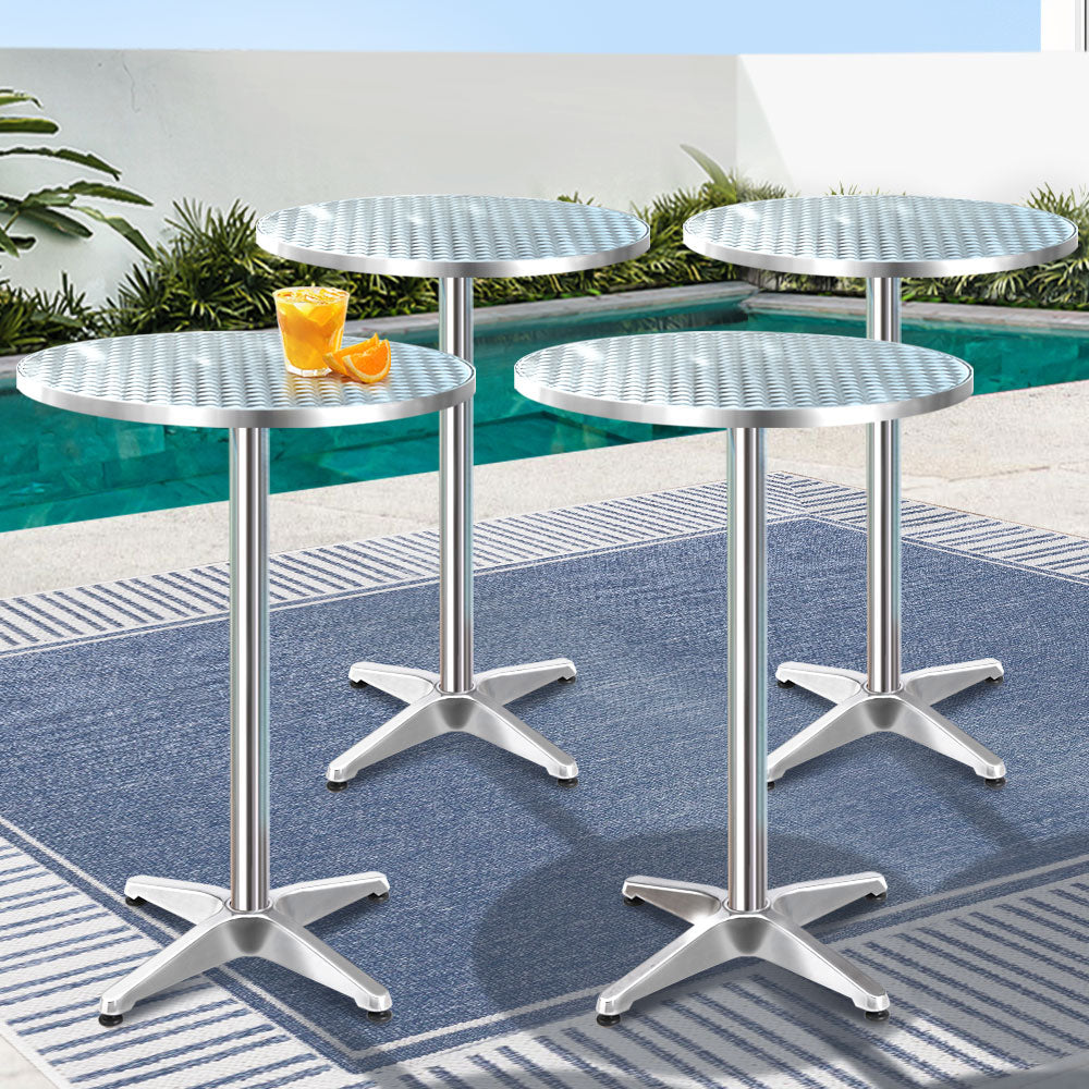 Gardeon 6pcs Outdoor Bar Table Furniture Adjustable Aluminium Cafe Table Round-7