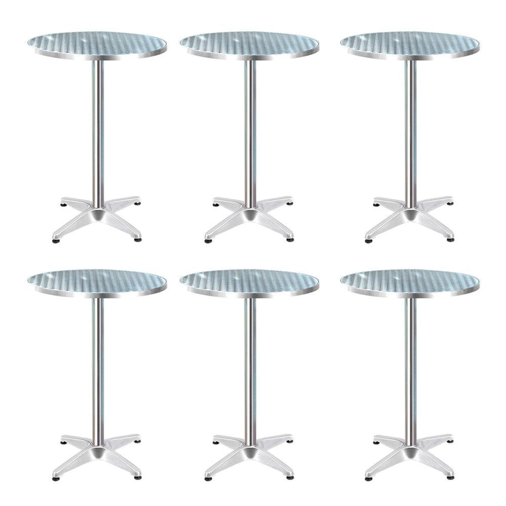 Gardeon 6pcs Outdoor Bar Table Furniture Adjustable Aluminium Cafe Table Round-0