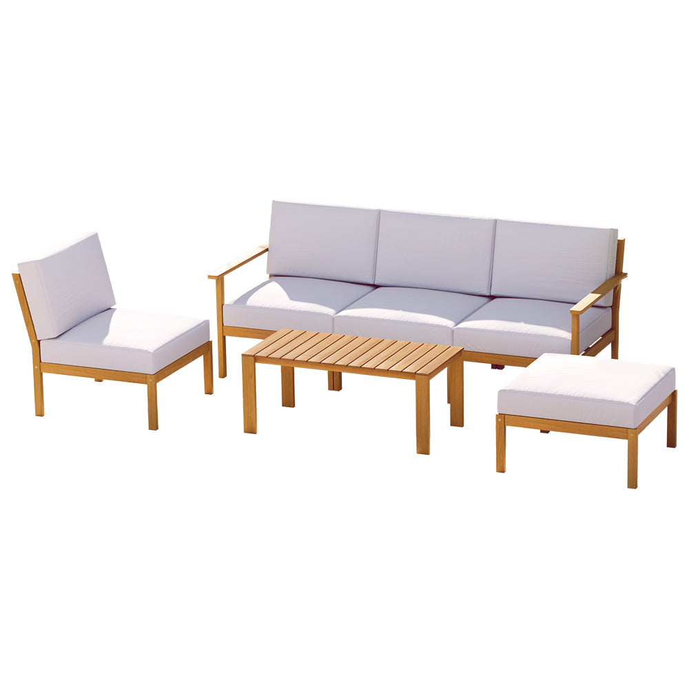 Gardeon 6pcs Outdoor Sofa Set 5-Seater Wooden Lounge Setting Garden Table Chairs-0