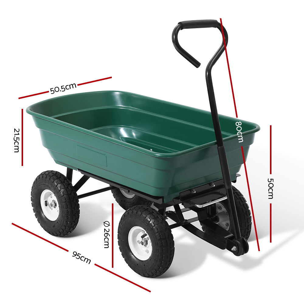 Gardeon 75L Garden Dump Cart - Green-1