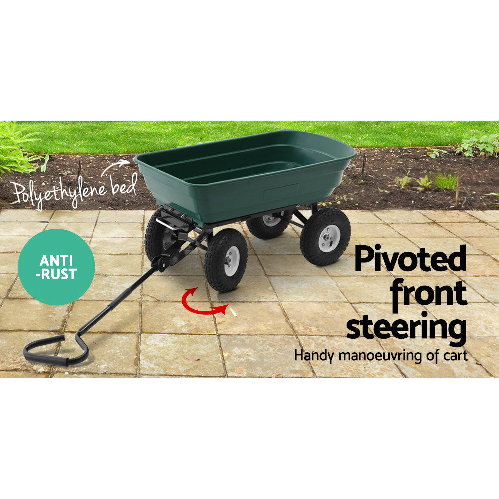 Gardeon 75L Garden Dump Cart - Green-3