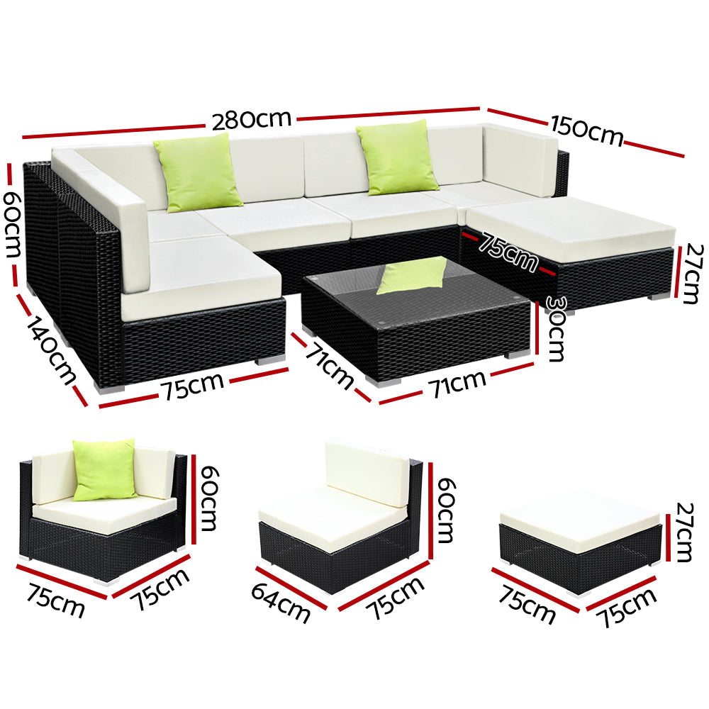 Gardeon 7PC Sofa Set with Storage Cover Outdoor Furniture Wicker-1