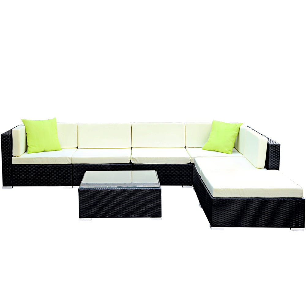 Gardeon 7PC Sofa Set with Storage Cover Outdoor Furniture Wicker-2