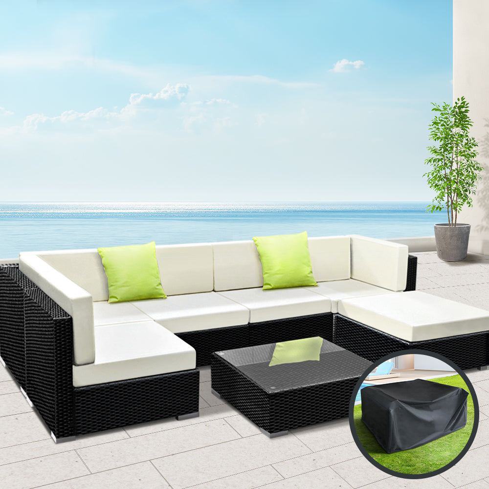 Gardeon 7PC Sofa Set with Storage Cover Outdoor Furniture Wicker-7