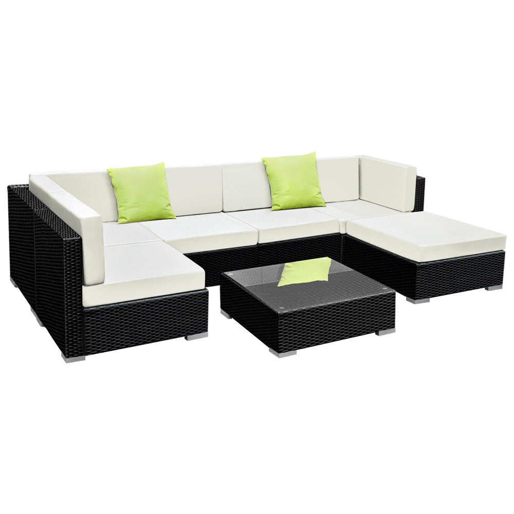 Gardeon 7PC Sofa Set with Storage Cover Outdoor Furniture Wicker-0