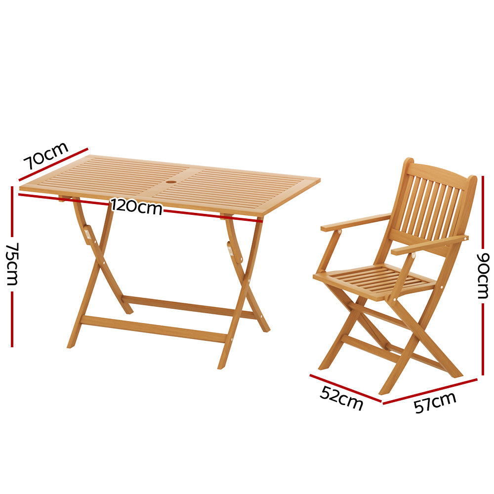 Gardeon 7PCS Outdoor Dining Set Garden Chairs Table Patio Foldable 6 Seater Wood-1