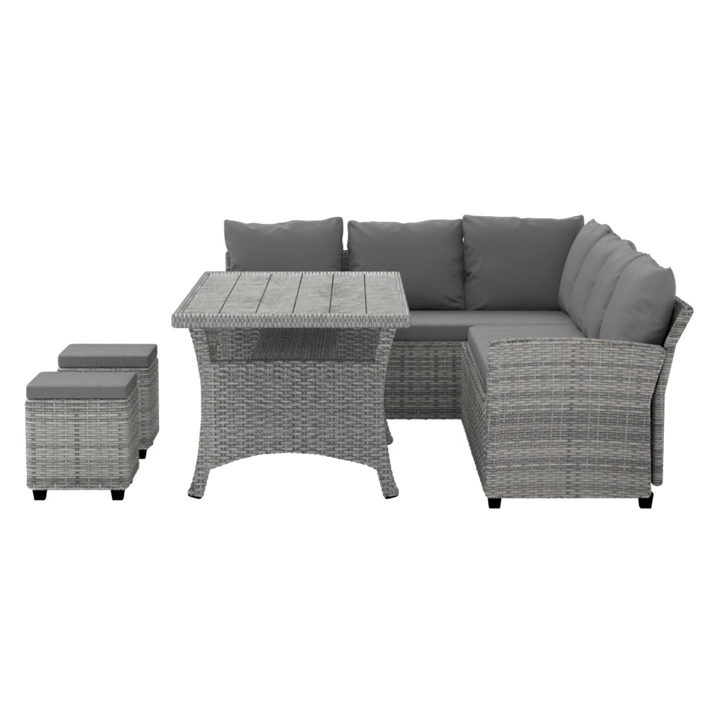 Gardeon 8 Seater Outdoor Dining Set Furniture Lounge Sofa Set Wicker Ottoman-3