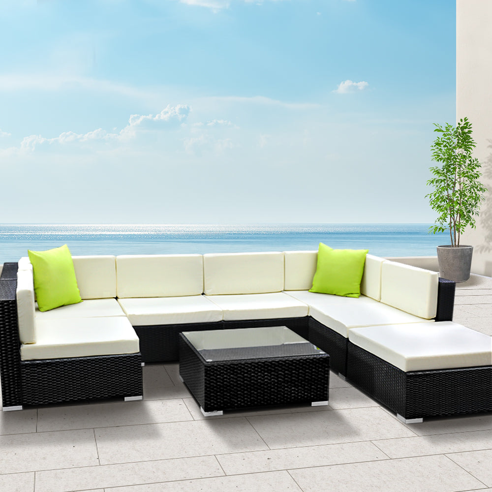 Gardeon 8PC Outdoor Furniture Sofa Set Wicker Garden Patio Pool Lounge-7