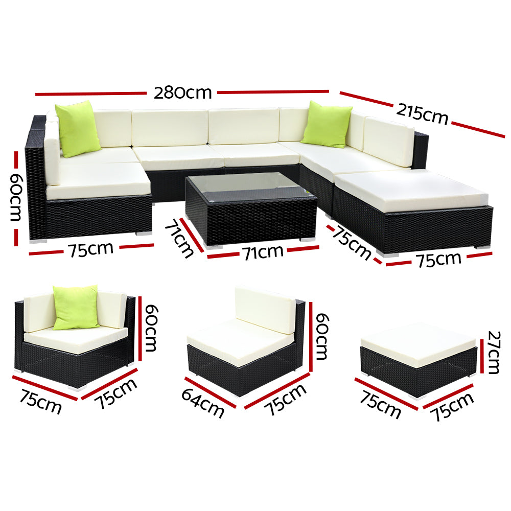 Gardeon 8PC Sofa Set with Storage Cover Outdoor Furniture Wicker-1