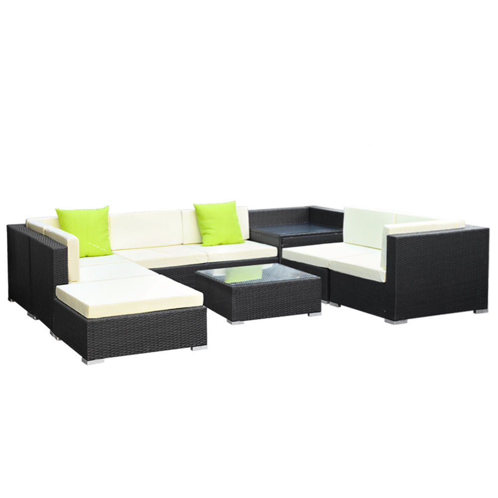 Gardeon 9PC Outdoor Furniture Sofa Set Wicker Garden Patio Pool Lounge-3