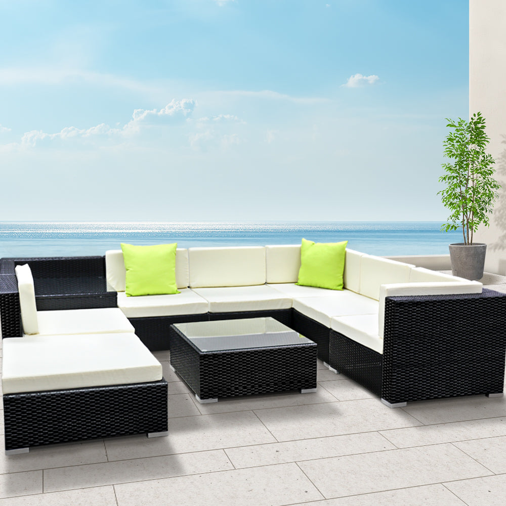 Gardeon 9PC Outdoor Furniture Sofa Set Wicker Garden Patio Pool Lounge-7