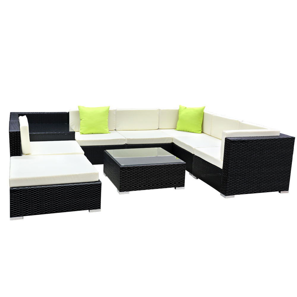 Gardeon 9PC Outdoor Furniture Sofa Set Wicker Garden Patio Pool Lounge-0