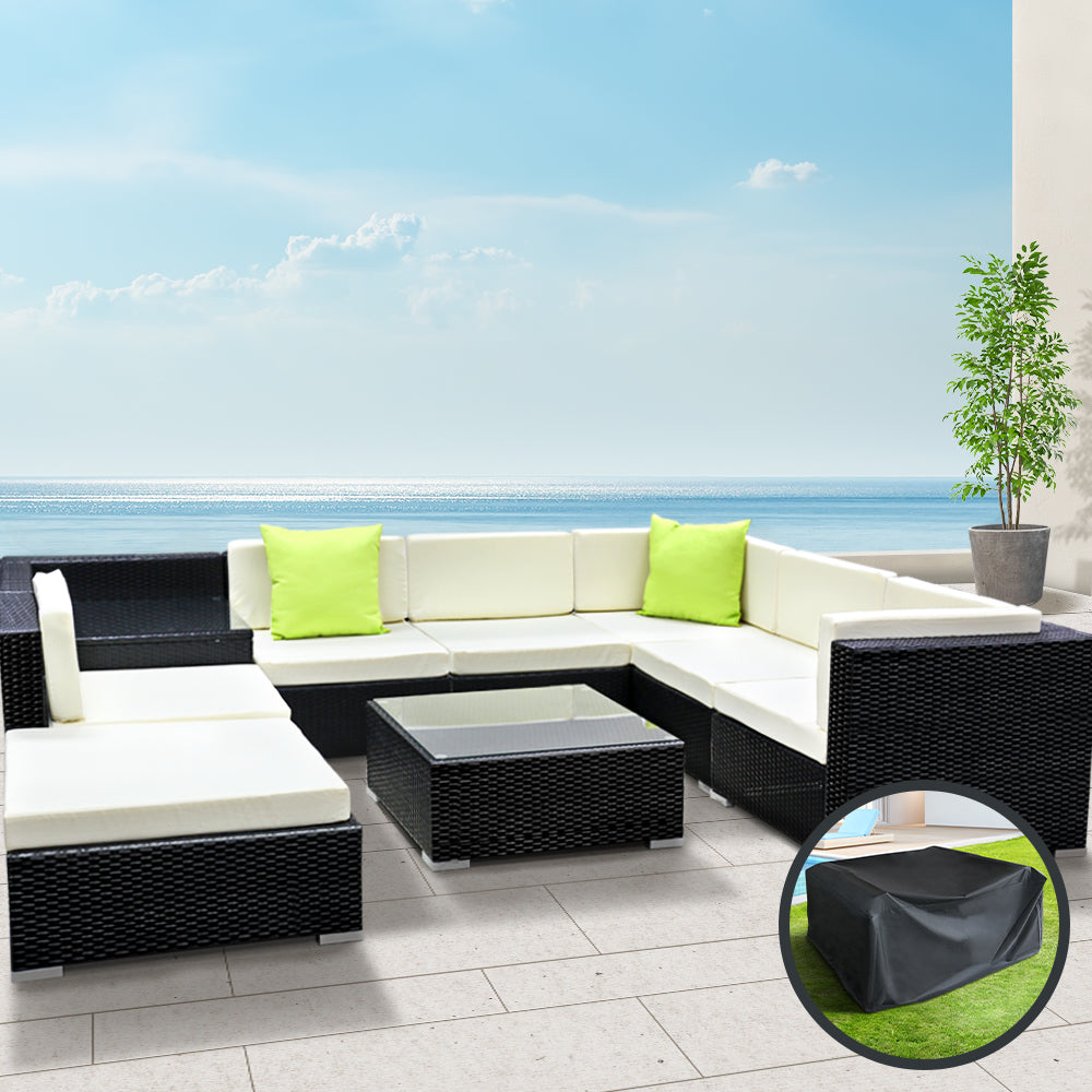 Gardeon 9PC Sofa Set with Storage Cover Outdoor Furniture Wicker-7