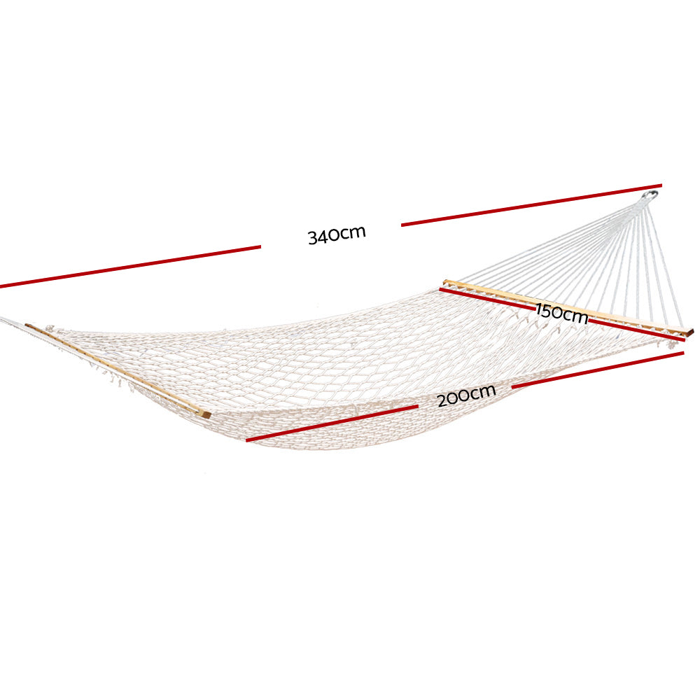 Gardeon Double Swing Hammock Bed Cream-1