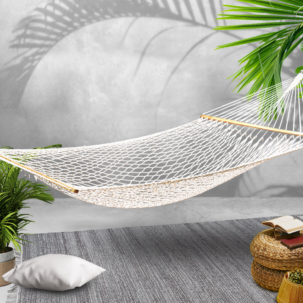 Gardeon Double Swing Hammock Bed Cream-6