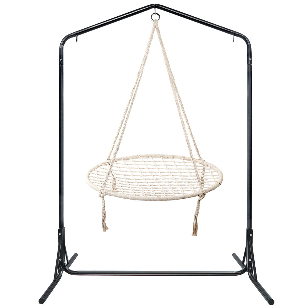 Gardeon Hammock Chair Kids Swing with Stand 100cm - Cream-2